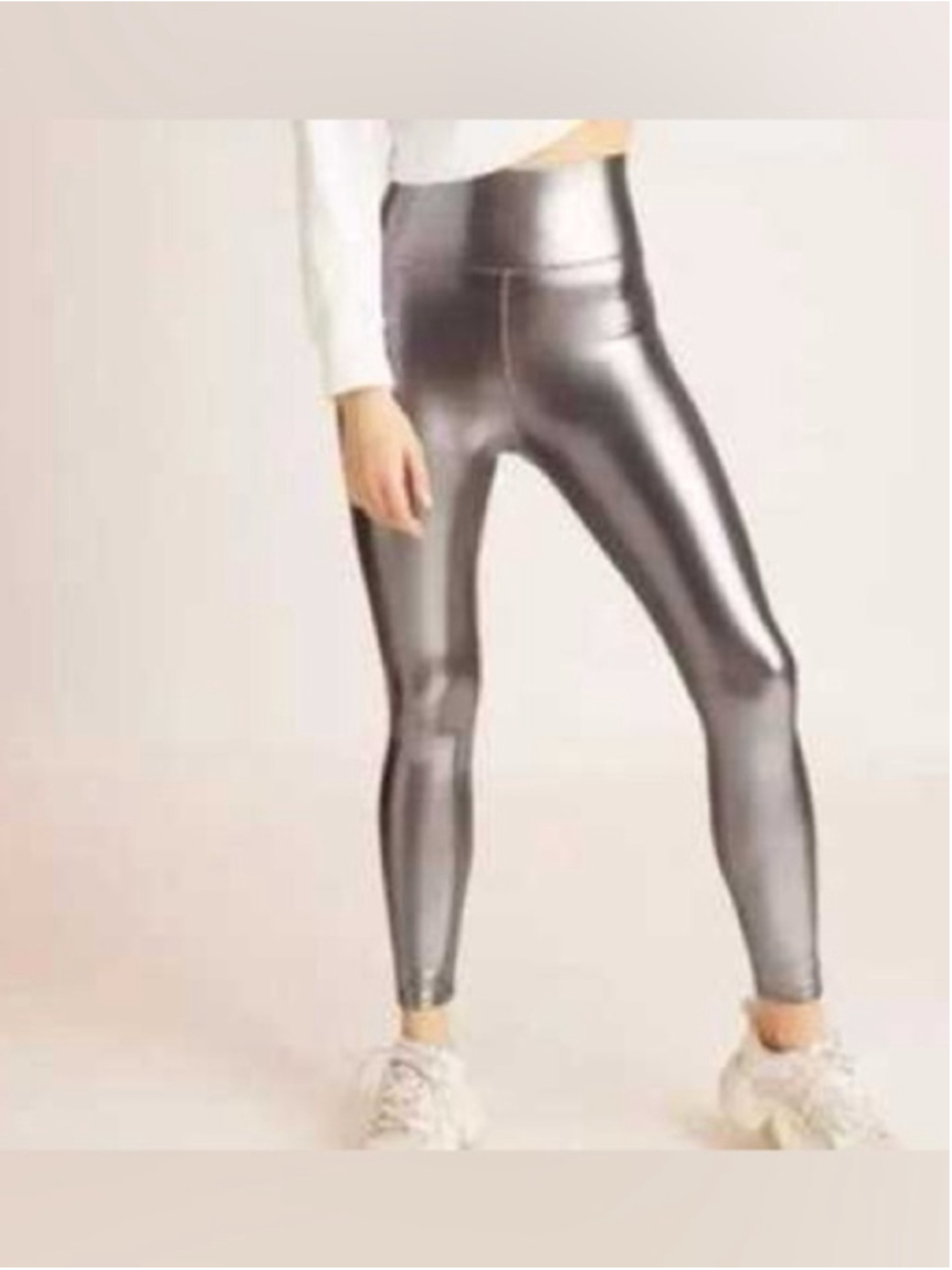 knix x Birds of Paradise High Rise Metallic Silver Leggings Size L VGUC